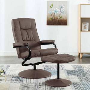 TV-Sessel mit Fußhocker Braun Kunstleder