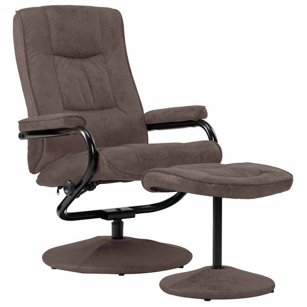 TV-Sessel mit Fußhocker Braun Wildleder-Optik