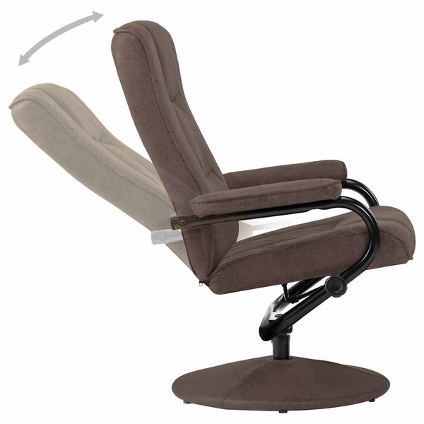 TV-Sessel mit Fußhocker Braun Wildleder-Optik