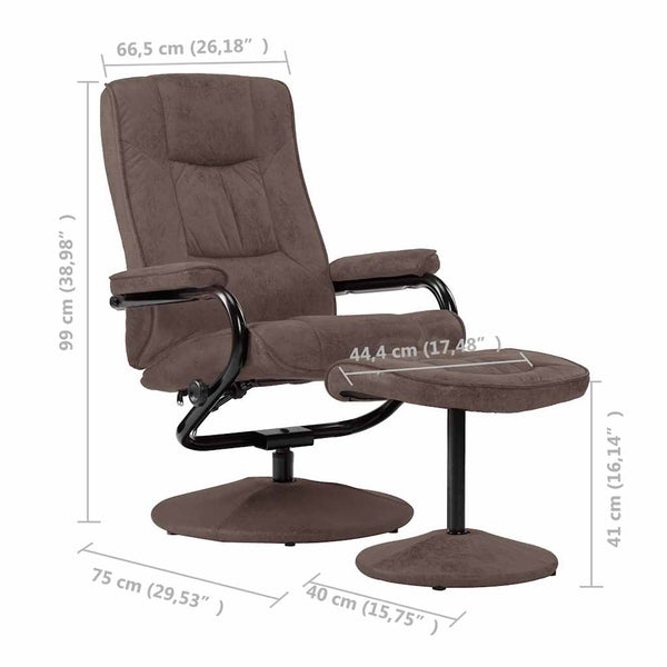 TV-Sessel mit Fußhocker Braun Wildleder-Optik
