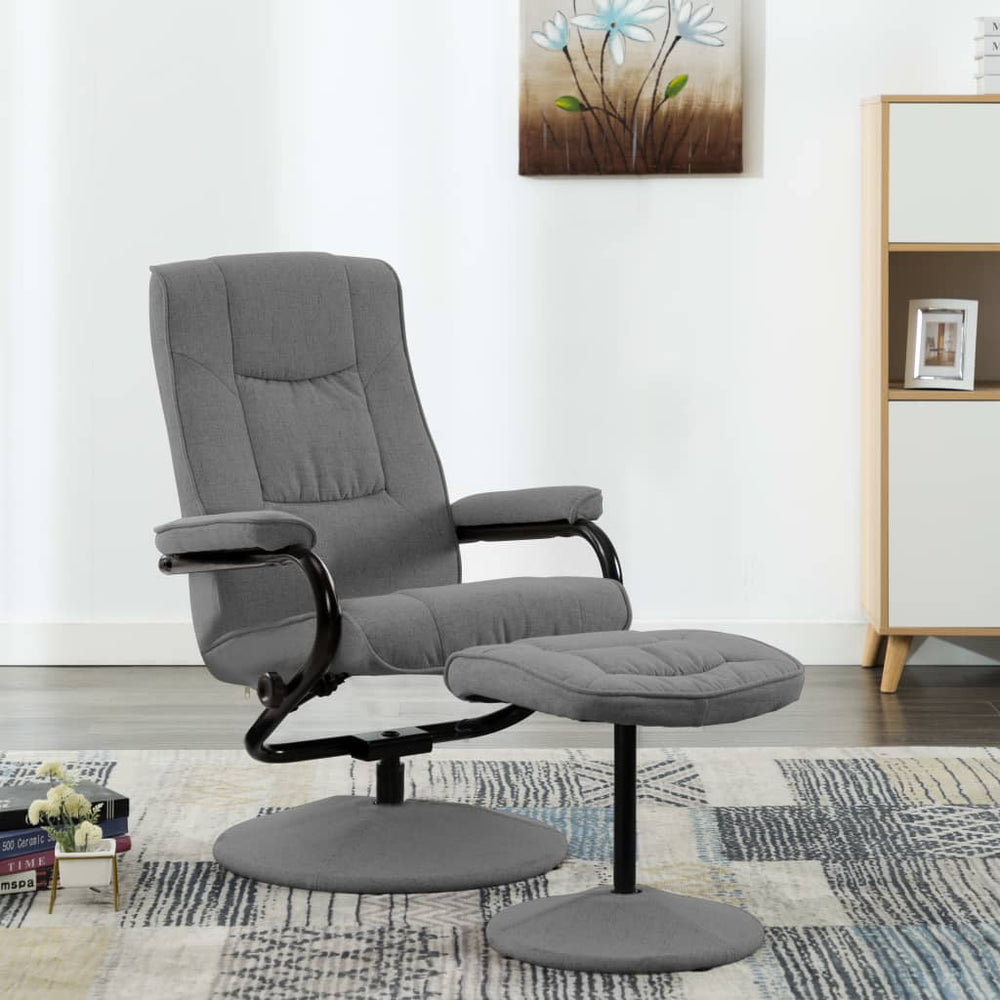 vidaXL Fauteuil relax avec repose-pieds Gris clair Tissu