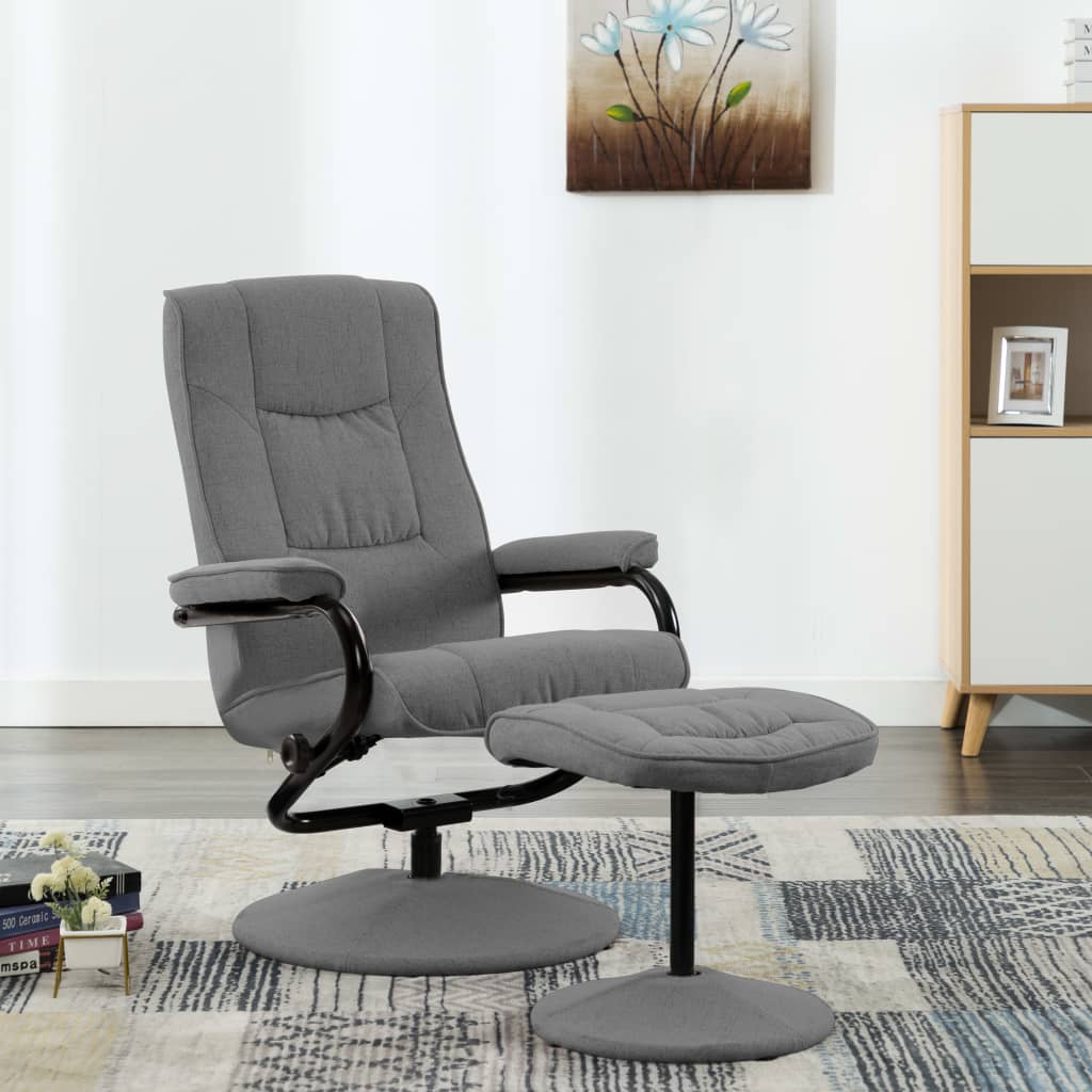 Relaxsessel mit Fußhocker Hellgrau Stoff