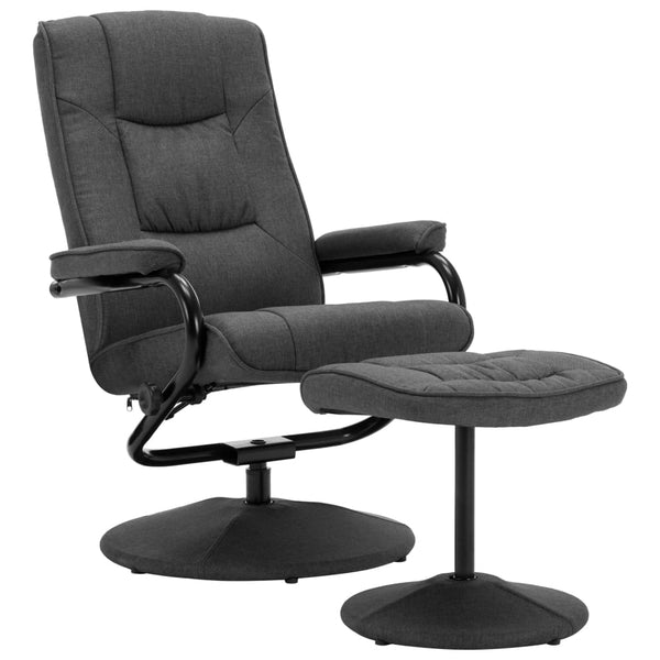 Relaxsessel mit Fußhocker Dunkelgrau Stoff