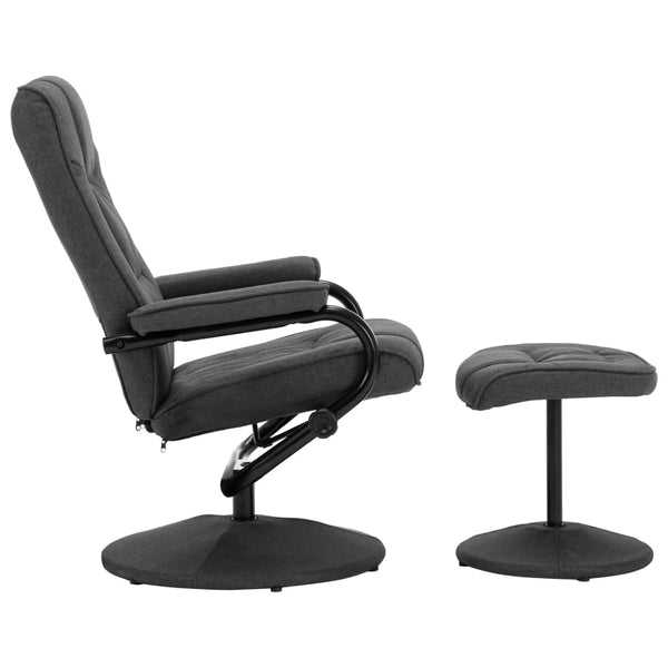 Relaxsessel mit Fußhocker Dunkelgrau Stoff