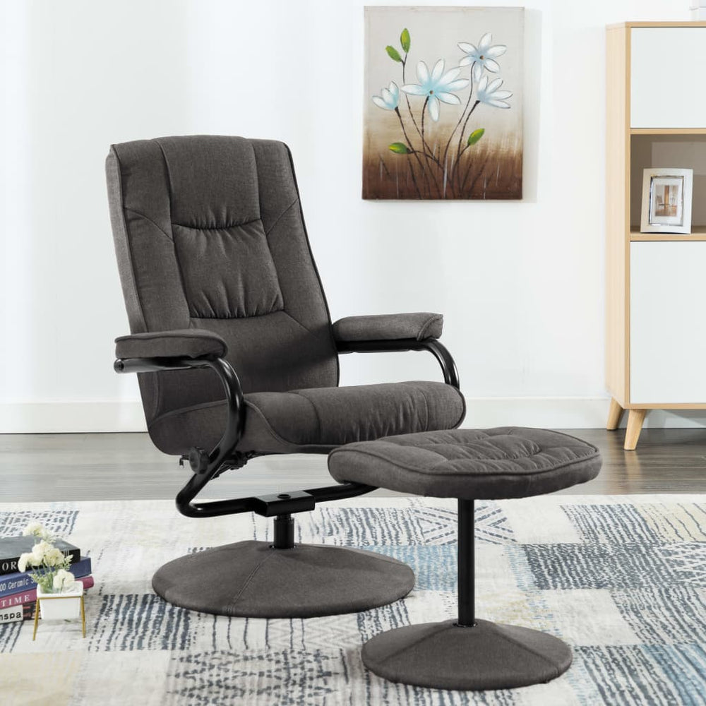 vidaXL Fauteuil relax avec repose-pieds Gris foncé Tissu