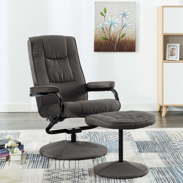 Relaxsessel mit Fußhocker Dunkelgrau Stoff