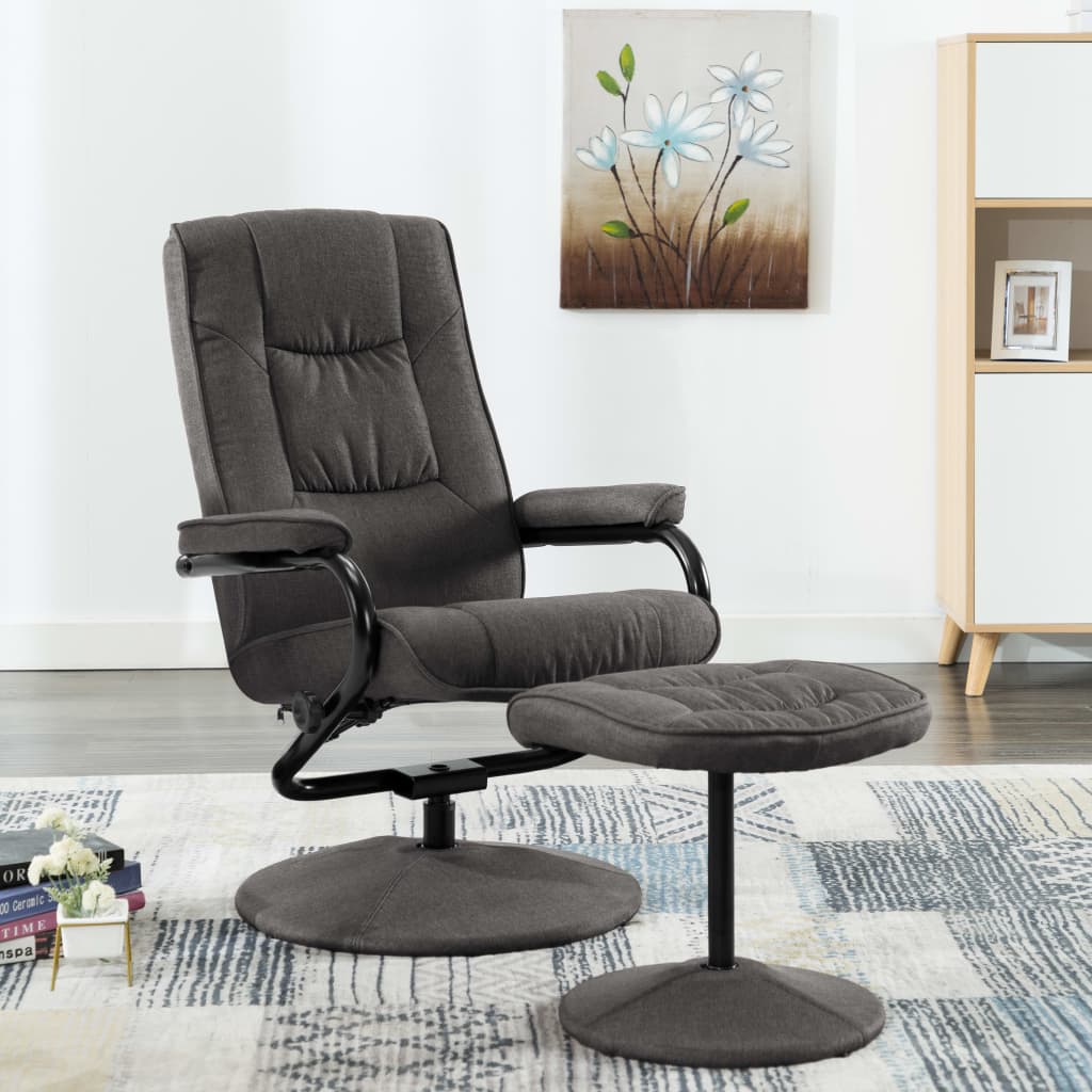 vidaXL Fauteuil relax avec repose-pieds Gris foncé Tissu