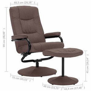 Relaxsessel mit Fußhocker Braun Stoff