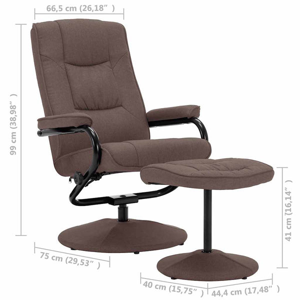 Relaxsessel mit Fußhocker Braun Stoff