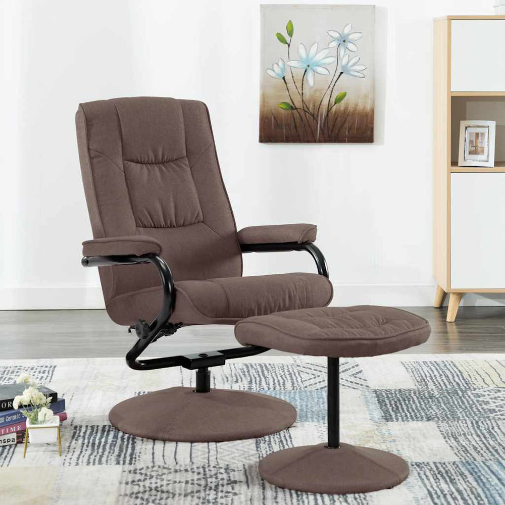 vidaXL Fauteuil relax avec repose-pieds marron en tissu