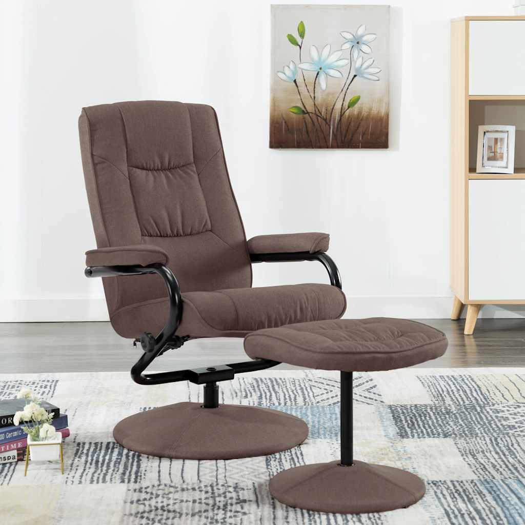 Relaxsessel mit Fußhocker Braun Stoff