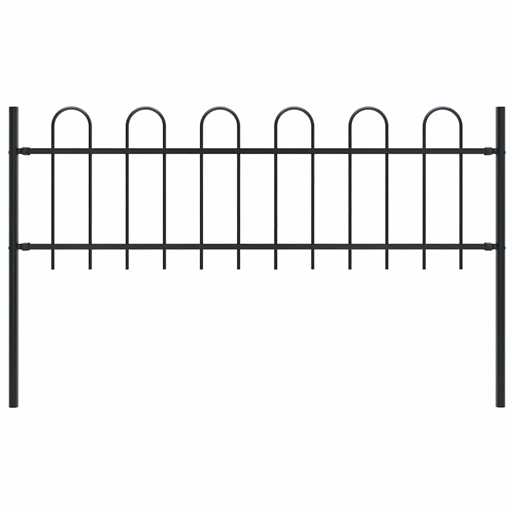 Gartenzaun BOXTEL mit Bügelaufsatz Stahl 181 x 60 cm Schwarz