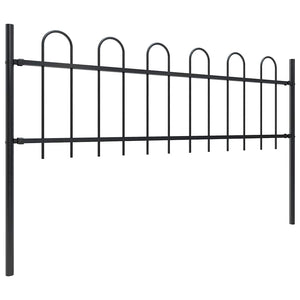 Gartenzaun BOXTEL mit Bügelaufsatz Stahl 181 x 60 cm Schwarz