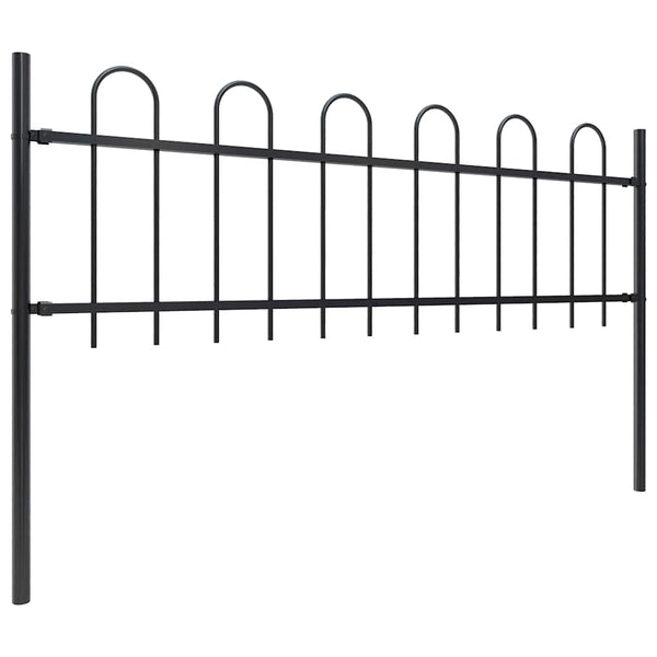 Gartenzaun BOXTEL mit Bügelaufsatz Stahl 181 x 60 cm Schwarz