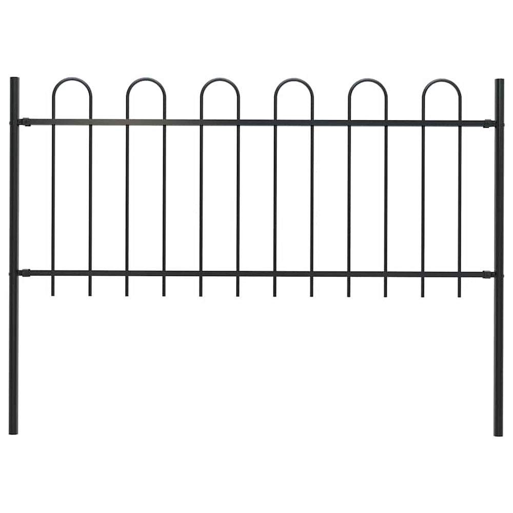 Gartenzaun BOXTEL mit Bügelaufsatz Stahl 181 x 80 cm Schwarz