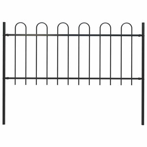 Gartenzaun BOXTEL mit Bügelaufsatz Stahl 181 x 80 cm Schwarz
