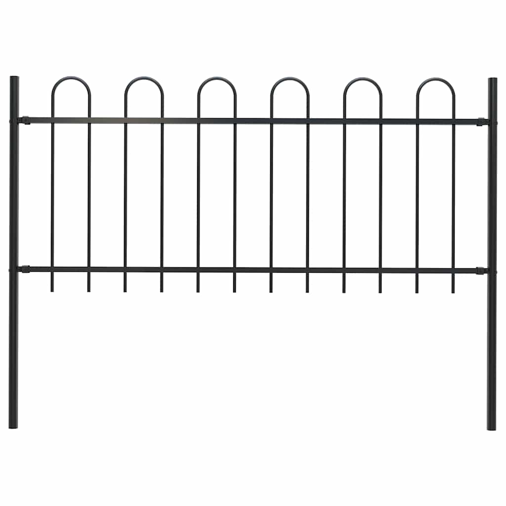 Gartenzaun BOXTEL mit Bügelaufsatz Stahl 181 x 80 cm Schwarz