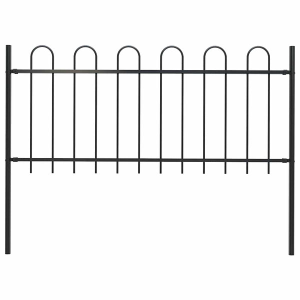 Gartenzaun BOXTEL mit Bügelaufsatz Stahl 181 x 80 cm Schwarz