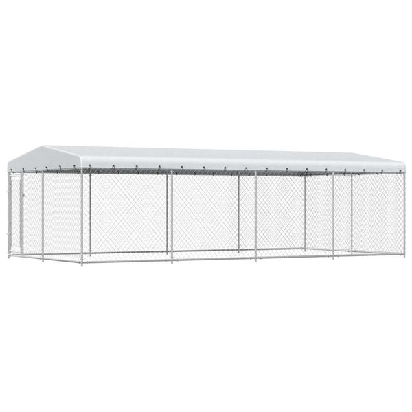 Outdoor-Hundezwinger mit Überdachung 7,6x3,8x2,3 m