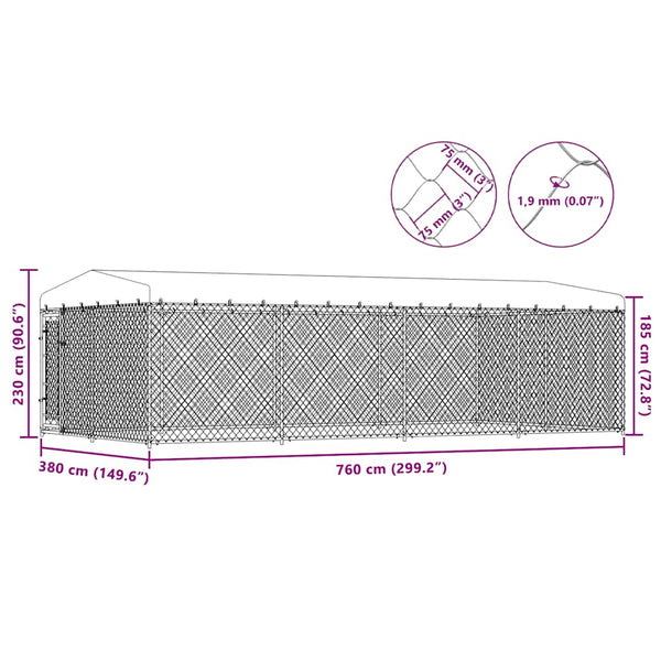 Outdoor-Hundezwinger mit Überdachung 7,6x3,8x2,3 m