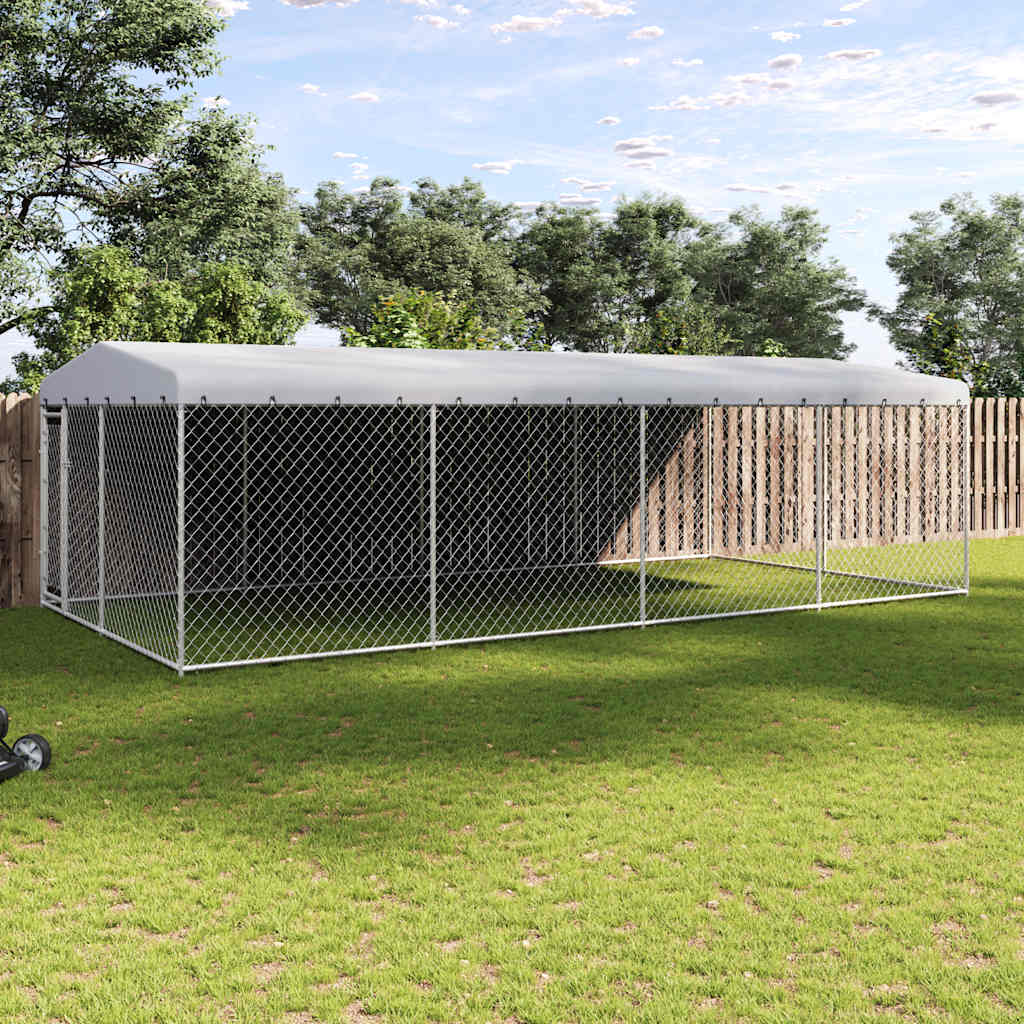 Outdoor-Hundezwinger mit Überdachung 7,6x3,8x2,3 m