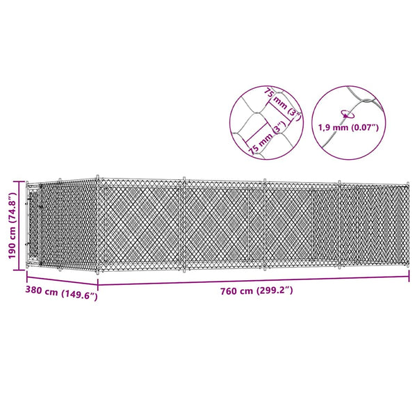Outdoor-Hundezwinger 7,6x3,8x1,9 m