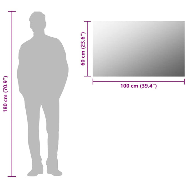 Rahmenloser Spiegel 100x60 cm Glas