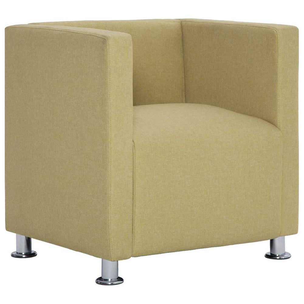 vidaXL Cube Armchair Green Fabric