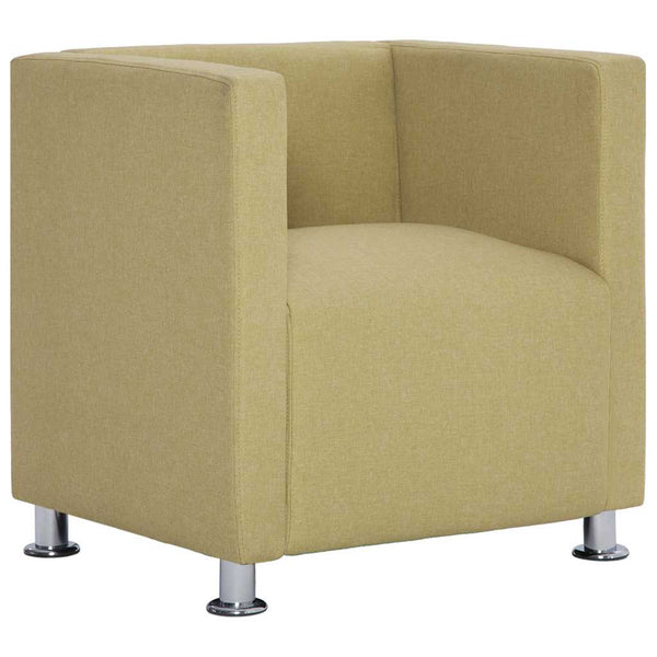 vidaXL Fauteuil cube vert en tissu