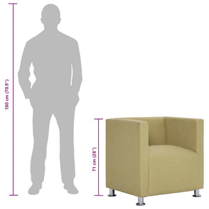 vidaXL Fauteuil cube vert en tissu