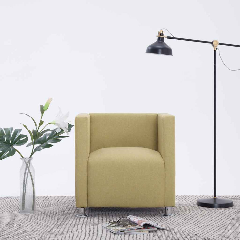 vidaXL Cube Armchair Green Fabric