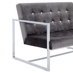 2-Sitzer-Sofa mit Armlehnen Dunkelgrau Chrom und Samt