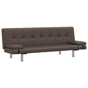 Schlafsofa mit 2 Kissen Kunstleder Ausziehbar Braun