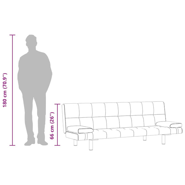 Schlafsofa mit 2 Kissen Kunstleder Ausziehbar Braun