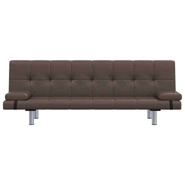 Schlafsofa mit 2 Kissen Kunstleder Ausziehbar Braun