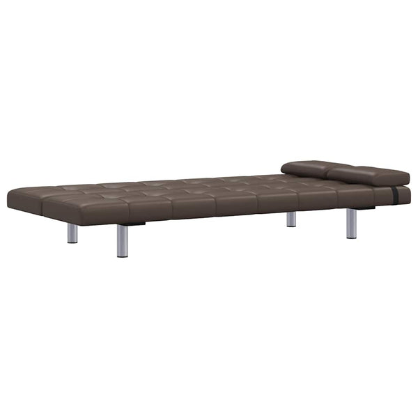 Schlafsofa mit 2 Kissen Kunstleder Ausziehbar Braun
