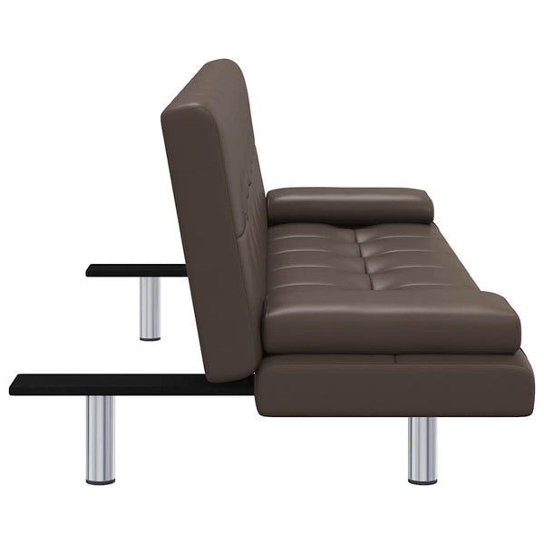 Schlafsofa mit 2 Kissen Kunstleder Ausziehbar Braun