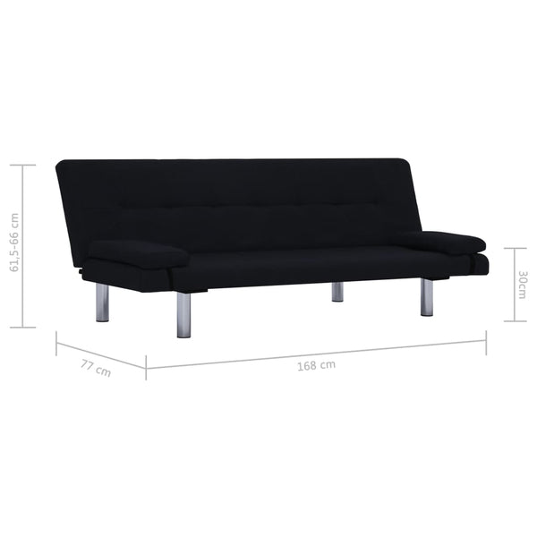 Schlafsofa mit zwei Kissen Schwarz Polyester