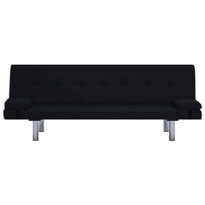 Schlafsofa mit zwei Kissen Schwarz Polyester