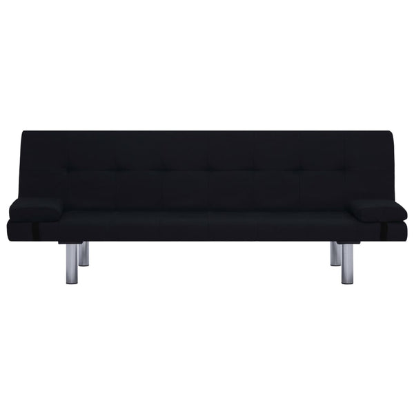 Schlafsofa mit zwei Kissen Schwarz Polyester