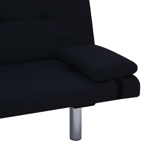 Schlafsofa mit zwei Kissen Schwarz Polyester