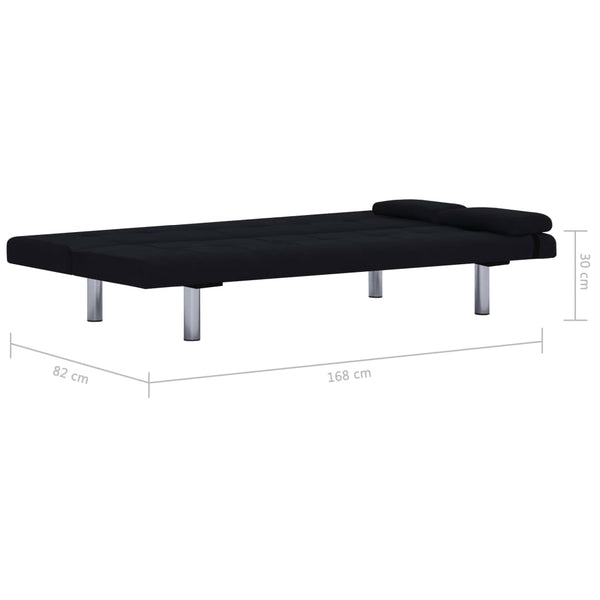 Schlafsofa mit zwei Kissen Schwarz Polyester