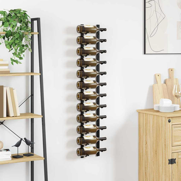 Wand-Weinregal für 12 Flaschen Schwarz Eisen