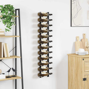 Wand-Weinregal für 12 Flaschen Schwarz Eisen