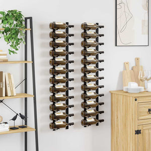 Wand-Weinregale für 12 Flaschen 2 Stk. Schwarz Eisen
