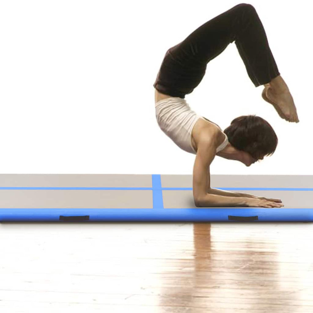 Aufblasbare Gymnastikmatte mit Pumpe Blau 300x100x10 cm
