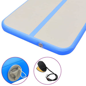 Aufblasbare Gymnastikmatte mit Pumpe Blau 300x100x10 cm