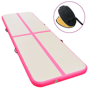 Aufblasbare Gymnastikmatte mit Pumpe Rosa 600cm