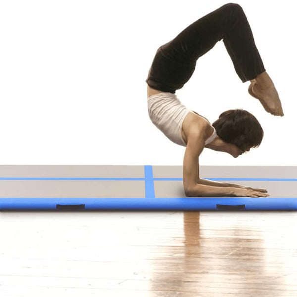 Aufblasbare Gymnastikmatte mit Pumpe 600x100x10 cm Blau