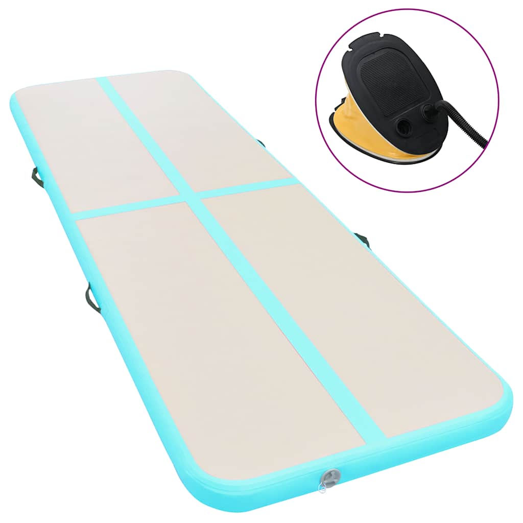Aufblasbare Gymnastikmatte mit Pumpe Grün 800x100x10 cm
